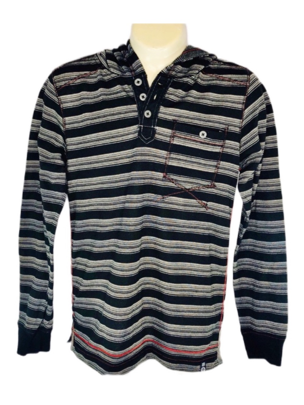 Swiss Cross Long Sleeve Striped Hoodie Tee